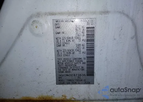 2015 Nissan Rogue Sl z USA, uszkodzony, nr VIN 5N1AT2MV2FC873636